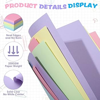 Amazon.com : Cholemy 250 Sheets Colored Cardstock Bulk 8.3 x
