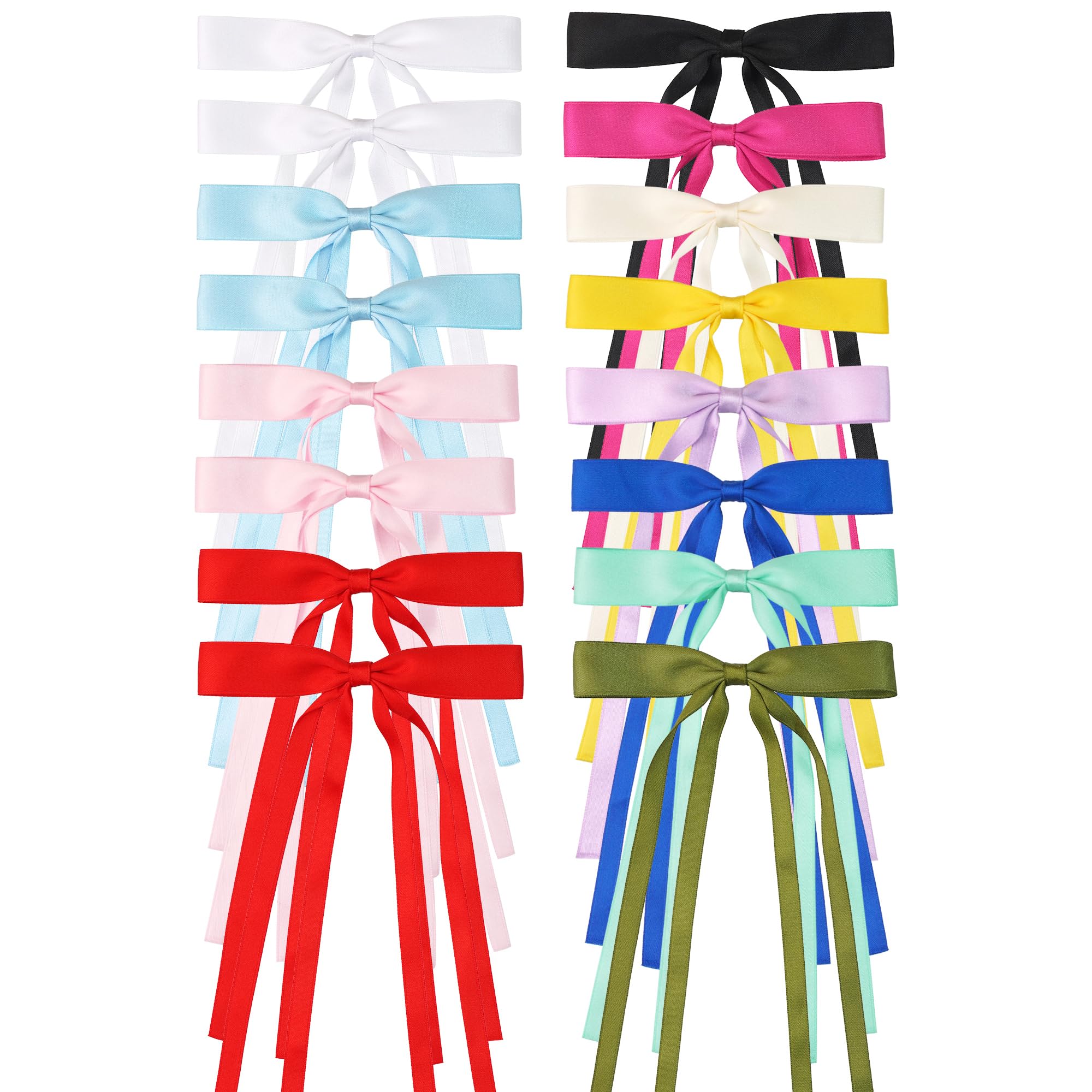 16pcs Hair Bows Hair Clips for Women Satin Hair Ribbon Barrettes Hair Accessories for Women Girls