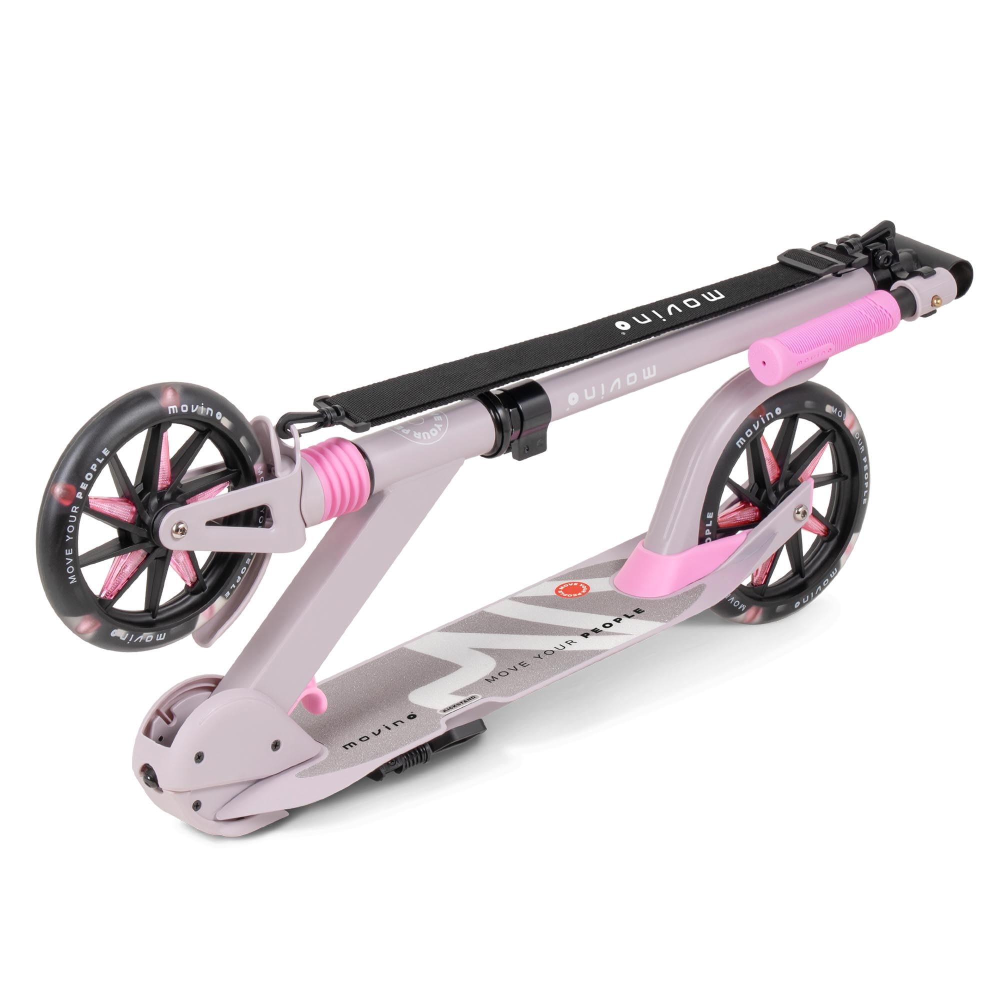 Movino Trottinette Enfant et Adultes jusqu'à 100 kg - Pliable - Grandes Roues LED 180 mm - Guidon Réglable en Hauteur - City Light