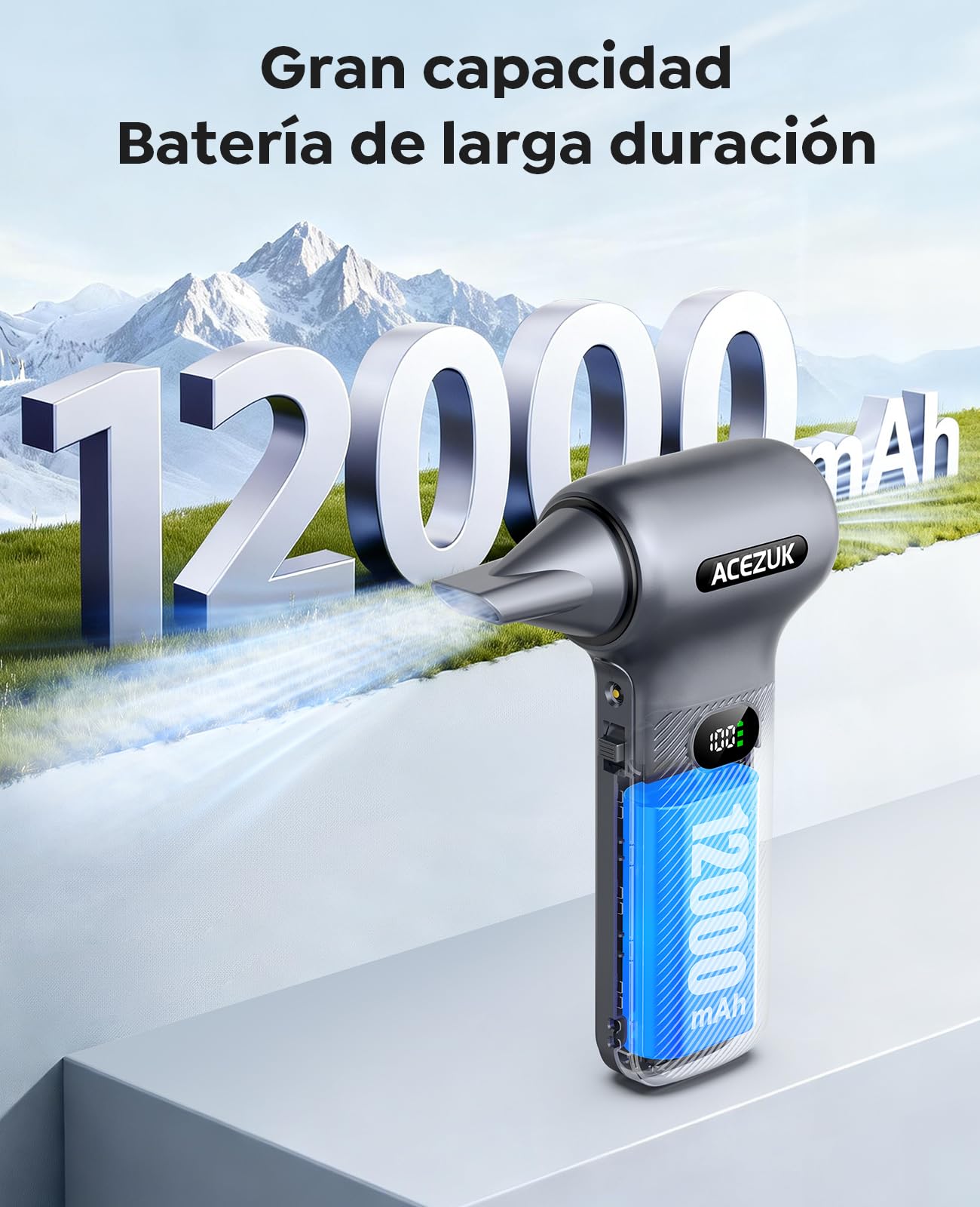Plumero de aire comprimido 350000RPM plumero de aire eléctrico con luz recargable sin escobillas motor personalizado ventilador de aire de 100 niveles para teclado, electrónica, limpieza de