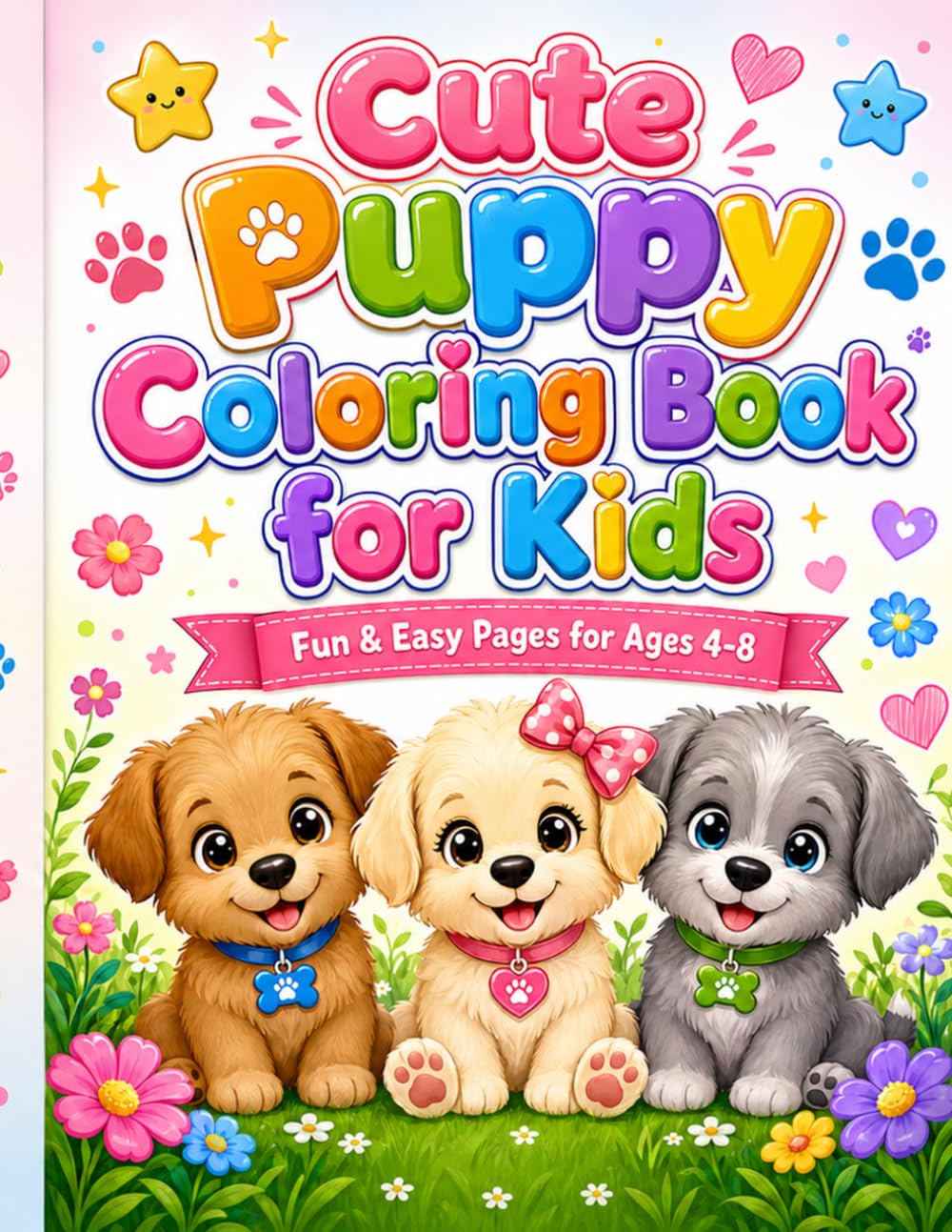 Cute Puppy Coloring Book for Kids: Fun & Easy Pages for Ages 4-8