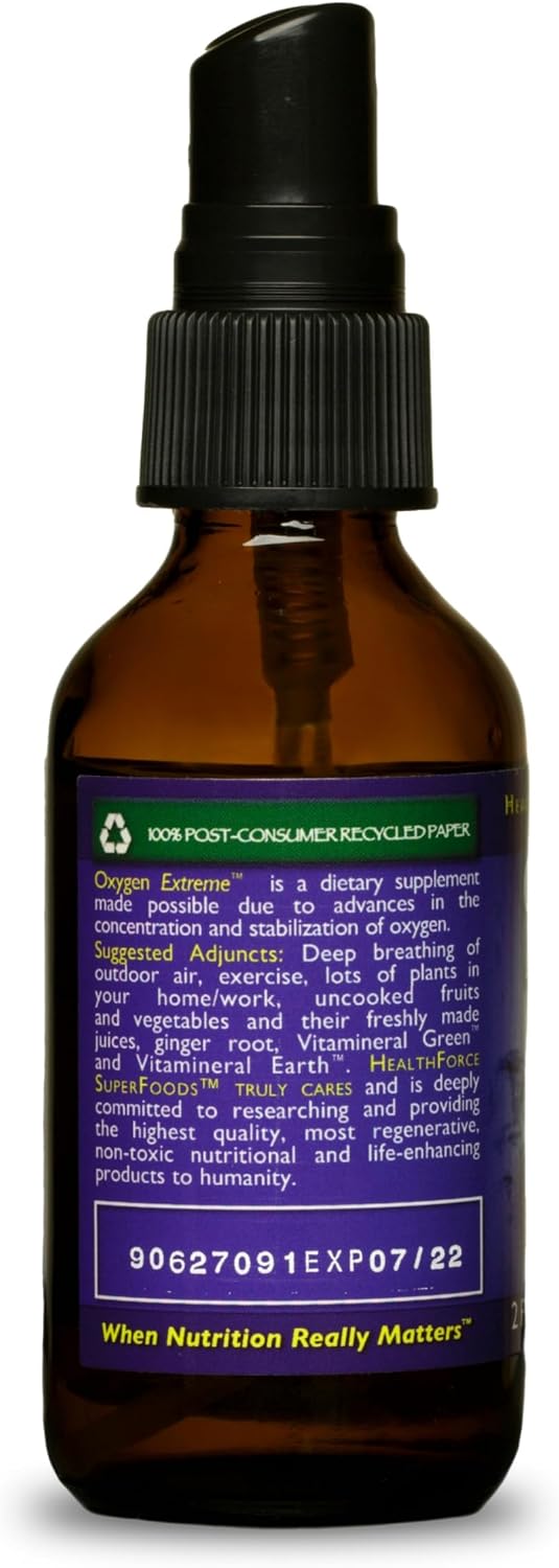 HealthForce SuperFoods Oxygen Extreme Soothing Spray - 2 fl oz - pH Neutral Oxygen Supplement, Helps Oxygenate Blood, Supports Detoxification & Athletic Performance - Gluten Free - 60 Servings