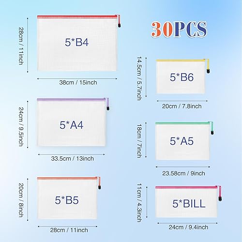 Miniatura 2 de Jetec 30 bolsas de malla con cremallera, impermeables, translúcidas, bolsas de almacenamiento con cremallera, bolsa de viaje de plástico multiusos