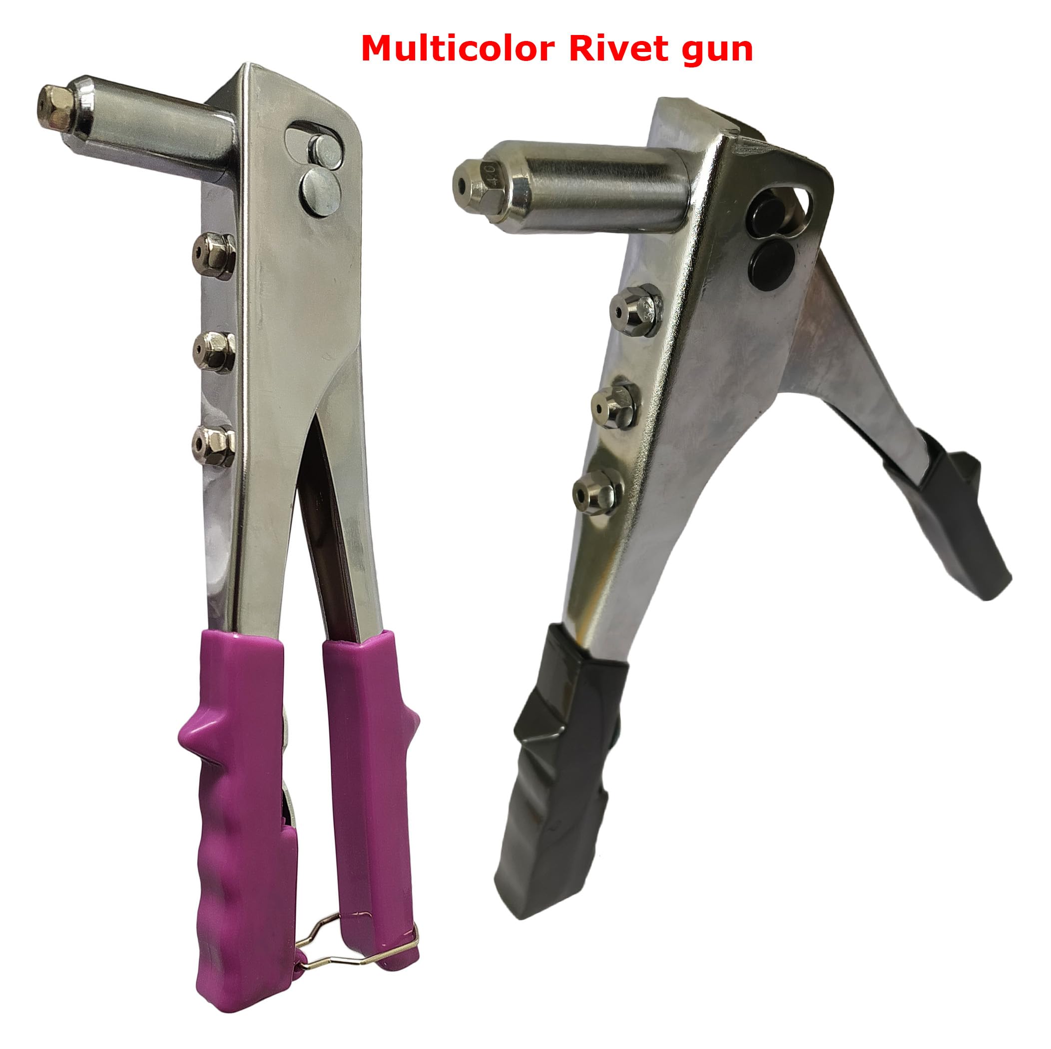 Inditrust Chrome Body Non Slip 10" Rivet Gun, Riveter Nail Gun, Pop Riveter with 40 Nose Pieces (3/32"; 1/8"; 5/32"; 3/16") 1