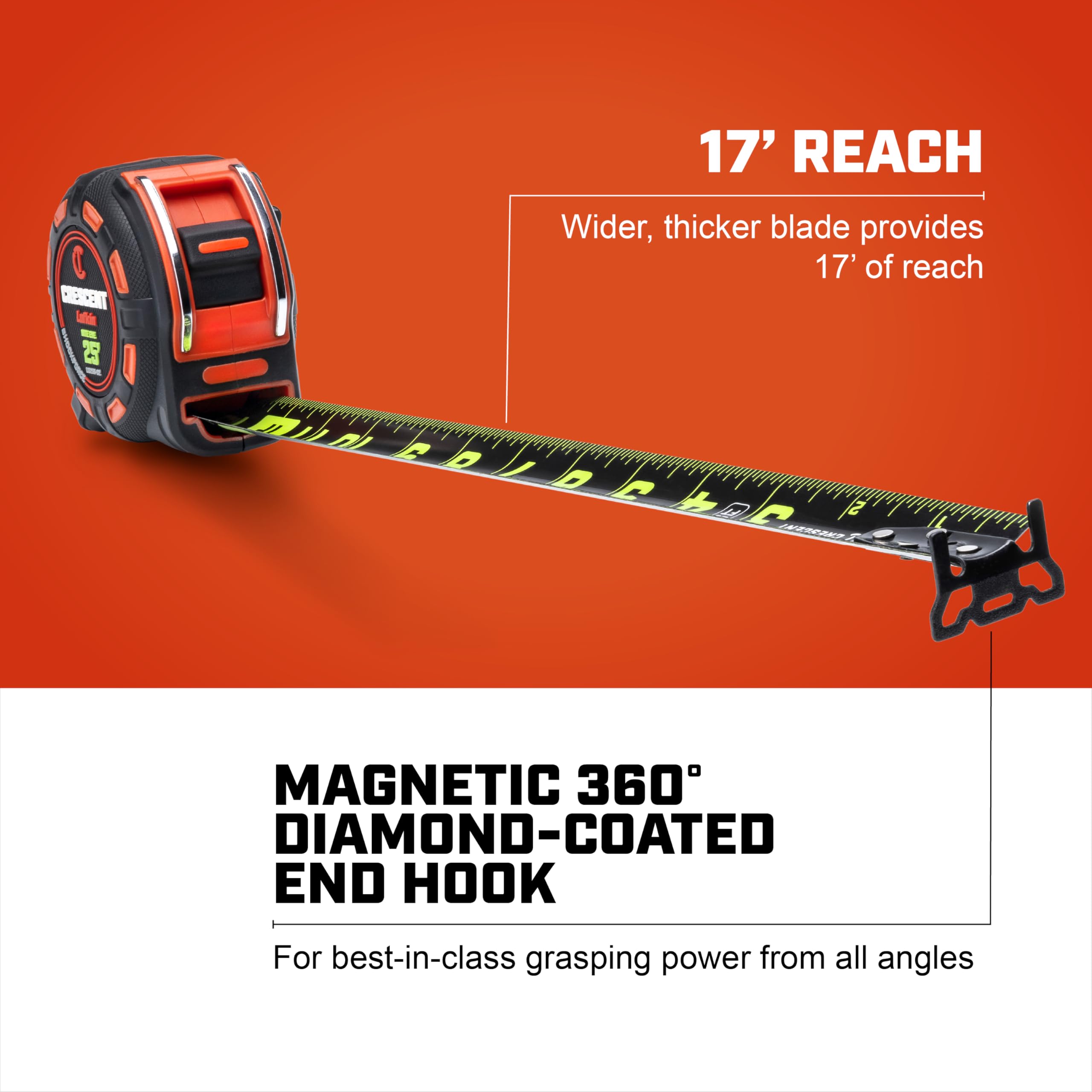 Crescent Lufkin Mètre ruban magnétique Shockforce Nite Eye de 7,6 m | LM1325B-02