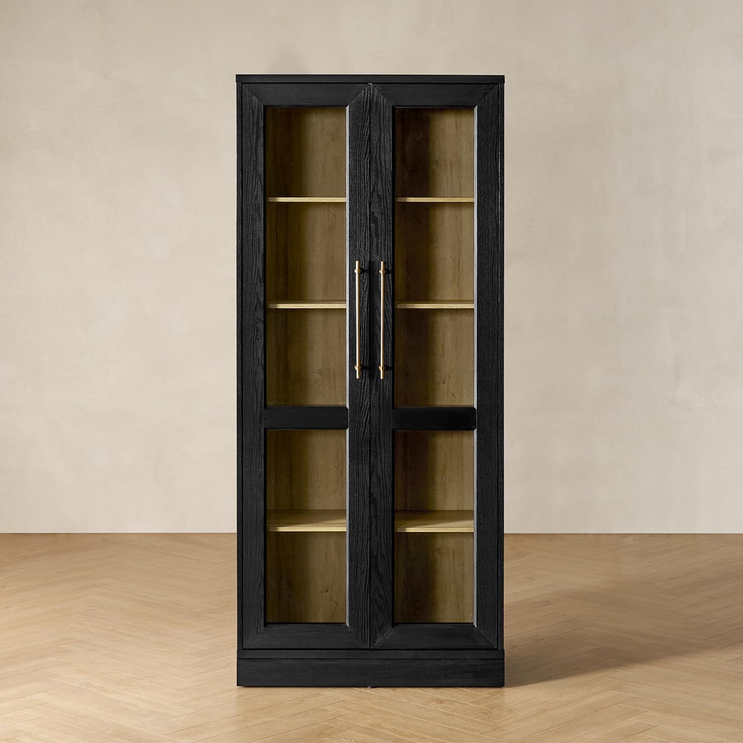 mopio Blake Tall Display Cabinet Black Oak Acrylic