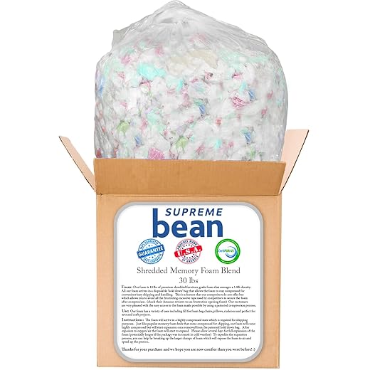 Supreme Bean Foam Filling Bean Bag Refill for Bean Bags, Loungers, and Pool Floats, 75 L, White with EZ-Pour Zipper Spout