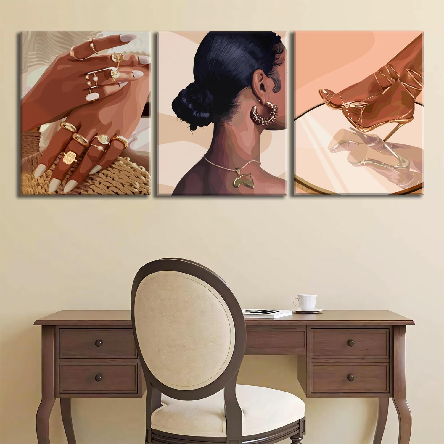 Black Girl Wall Art Set - Fashion Canvas Prints -2 Black Girl Wall Art Set - Fashion Canvas Prints -2