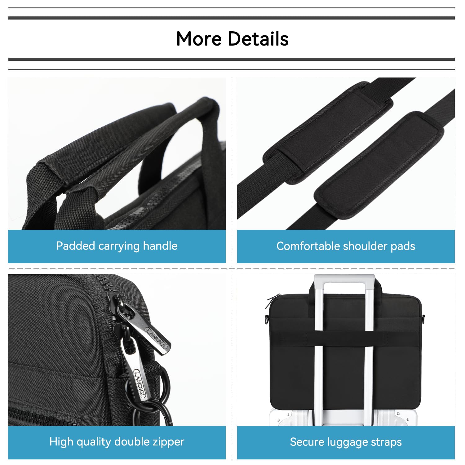 LANDICI Borsa a tracolla per laptop con tracolla,Borsa per computer,Custodia impermeabile per laptop
