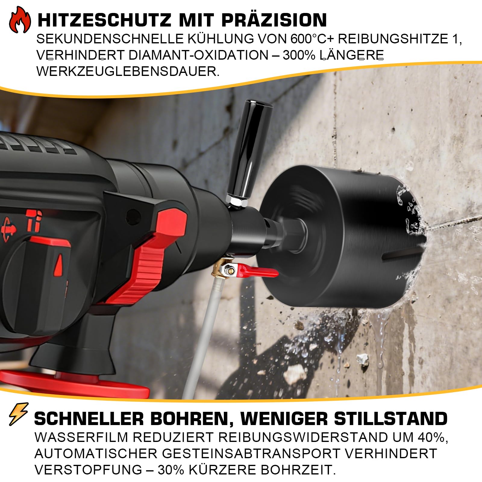 Adapter M22 auf SDS Max mit Automatisch Wasserspülung, Wassereinspritzung Möglich, inkl. 4m Wasserleitung + Wasserpumpe, SDS Max Adapter für Diamantbohrkrone Kernbohrer Bohrkrone Dosensenker