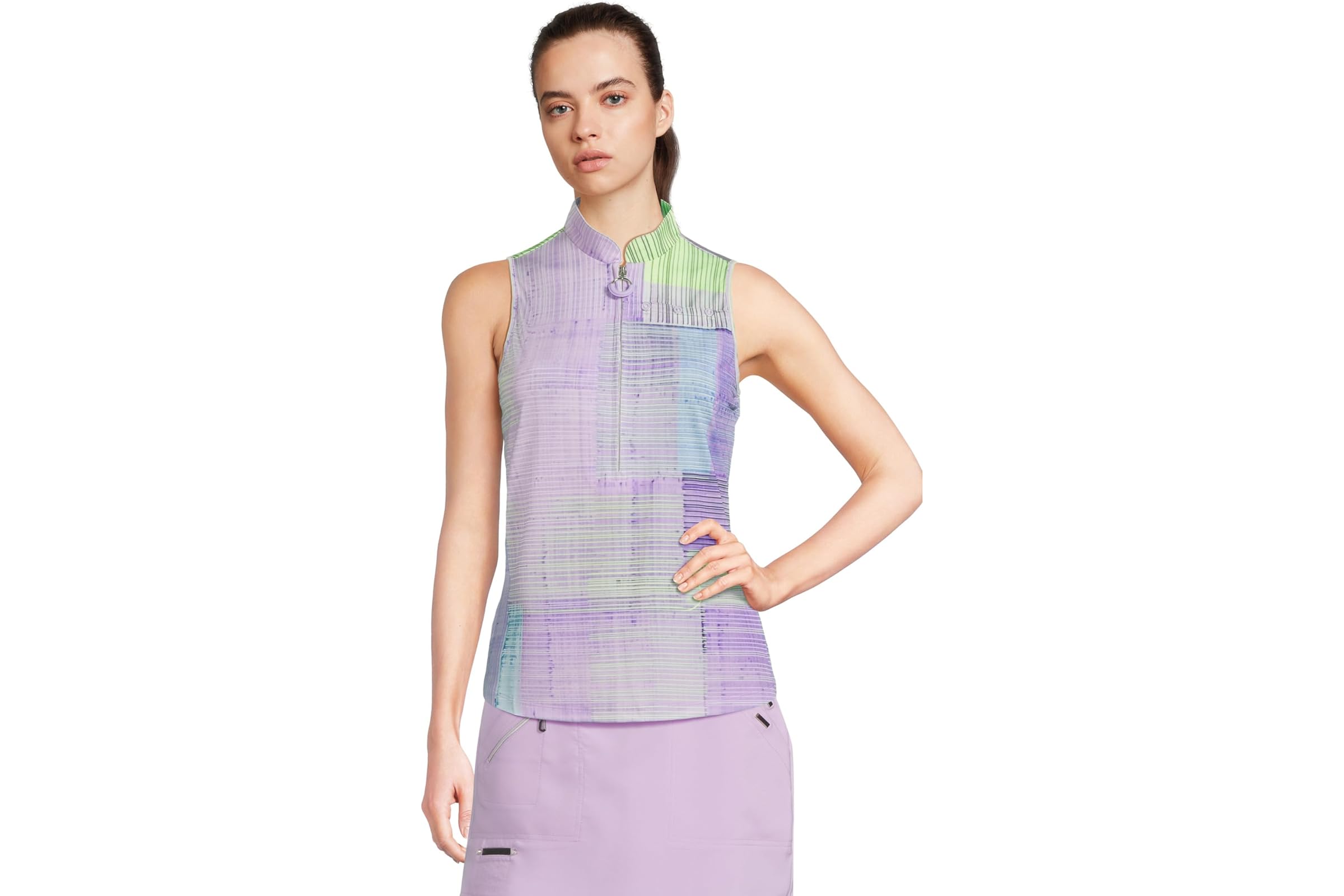 Jamie Sadock Tartan Print Sleeveless Polo