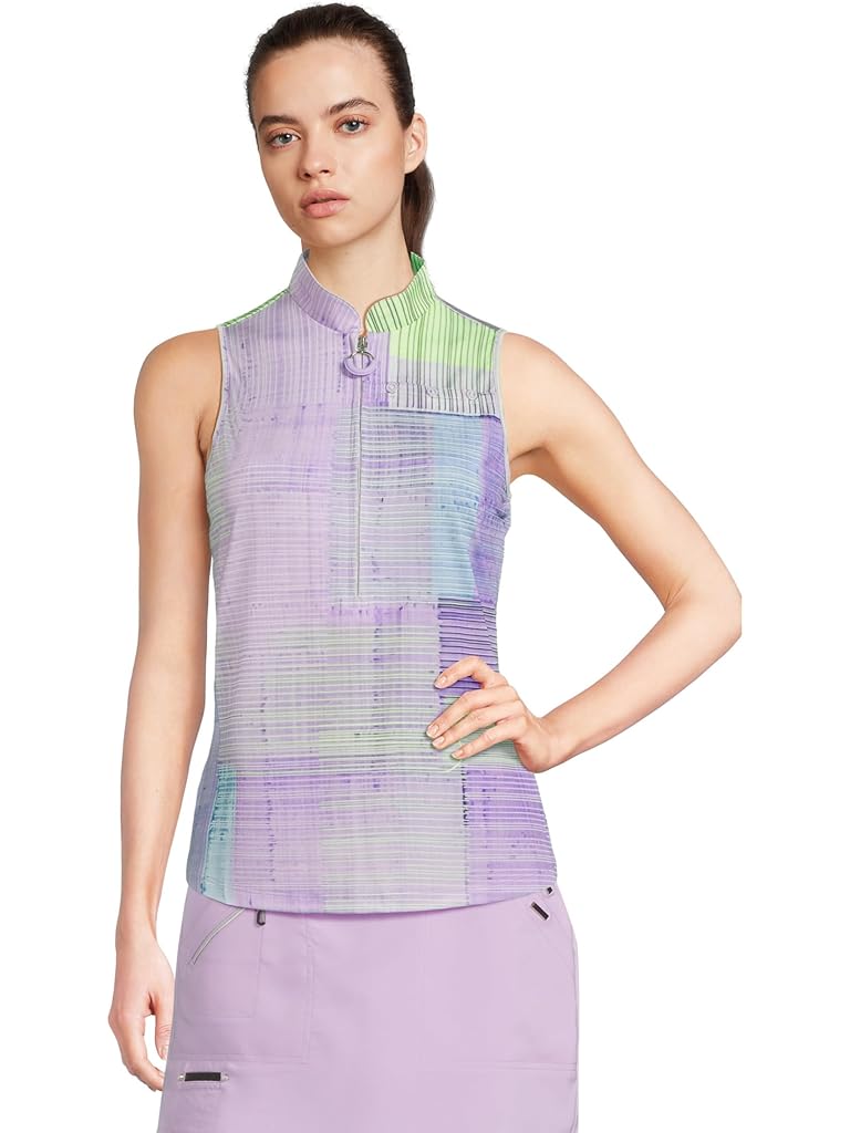 Pink Jamie Sadock Tartan Print Sleeveless Polo