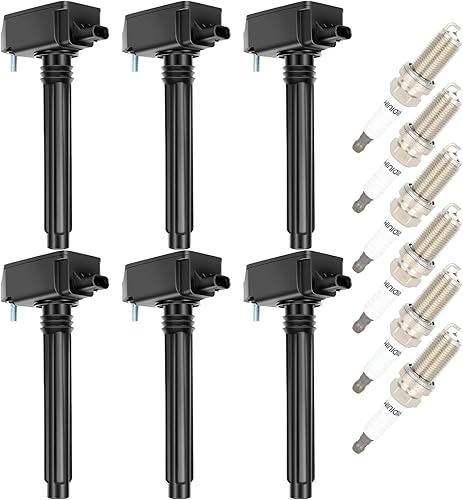 OCPTY 6 bobinas de encendido con 6 bujías de iridio 93175 UF807 para Ram para Chrysler para Dodge para Jeep 1500 Pacifica Grand Cherokee Durango