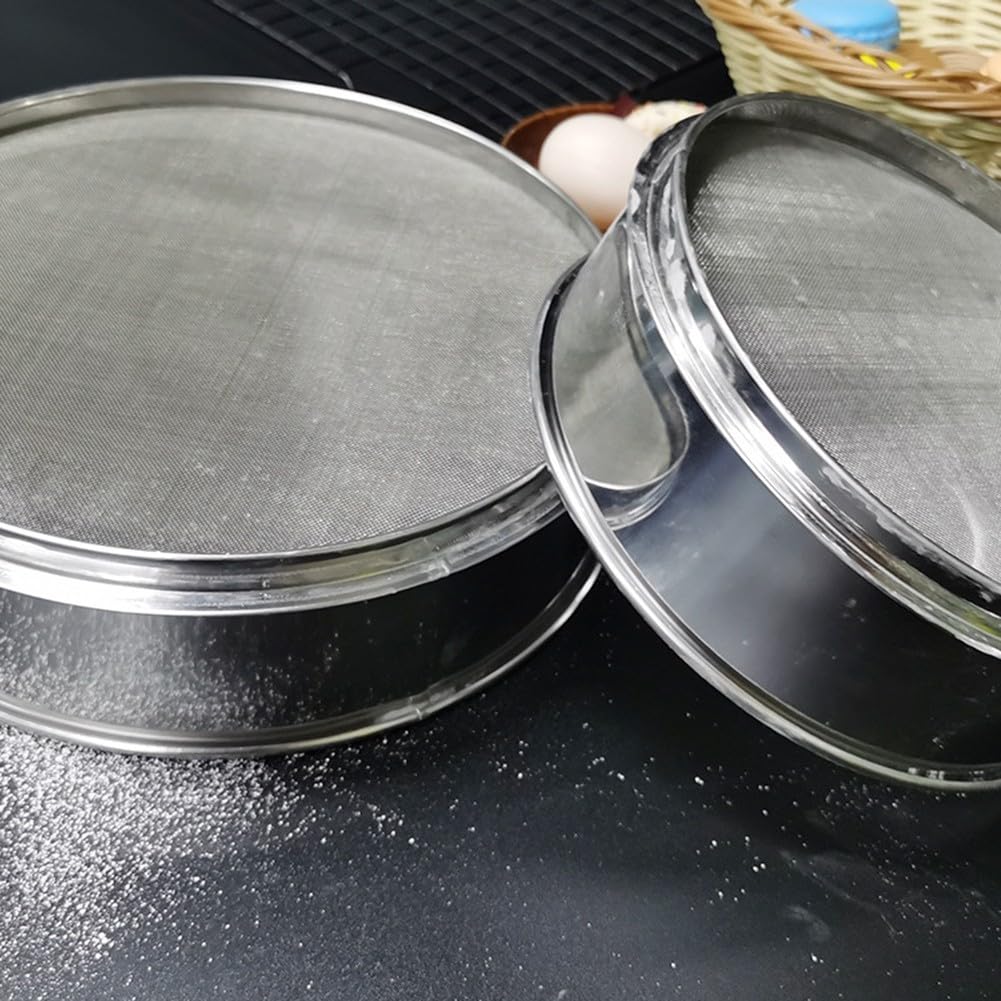 Edelstahl Mehlsieb, 40cm Rund Mehlsieb Küche Feinmaschiges Ölsieb Sieb Zuckerfilter für Backen Kuchen Pasta Torten