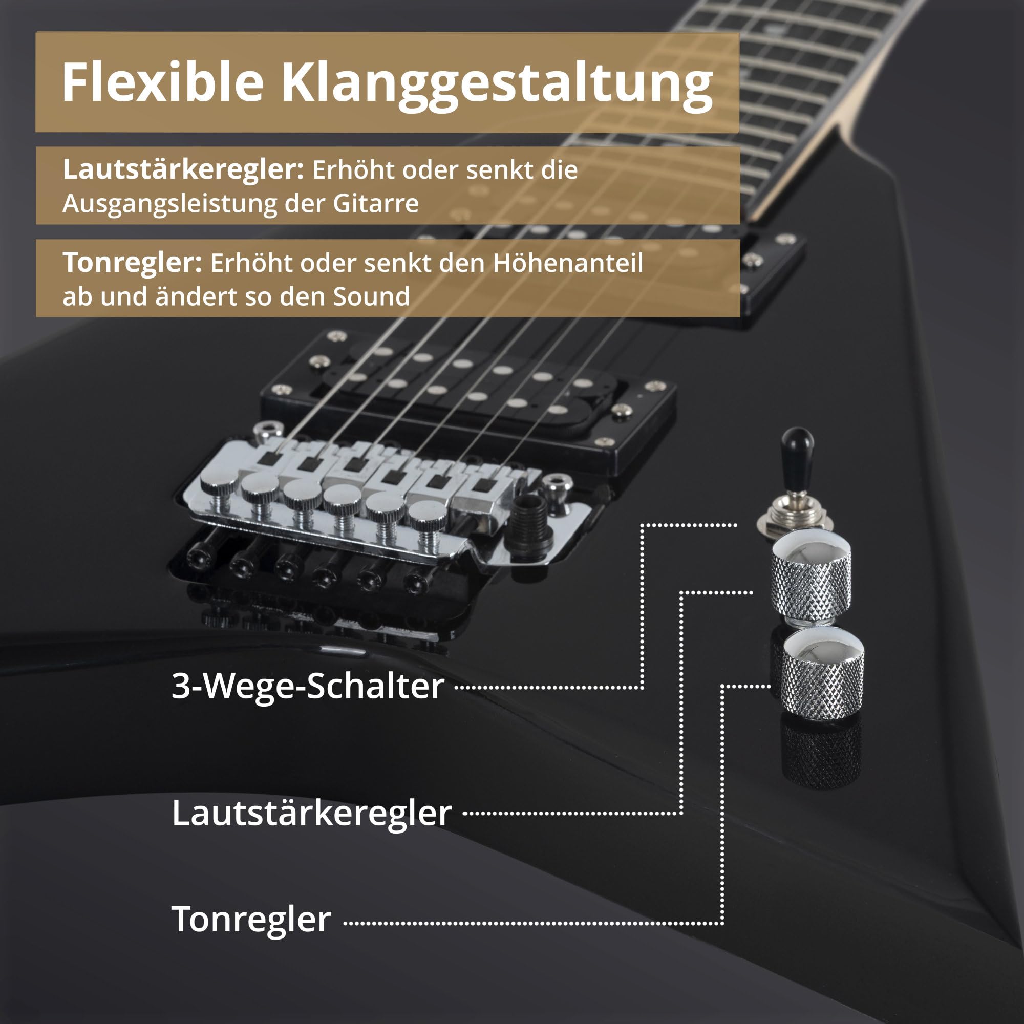 Rocktile MG-3013 Blade E-Gitarre Black, Allgemein, Modell: MG-3013 | Serie: Rocktile Heavy, Gewicht: ca. 3, 1 kg, Anzahl Saiten: 6, Orientierung: Rechtshänder, Inklusive 2, 5 m Gitarrenkabel