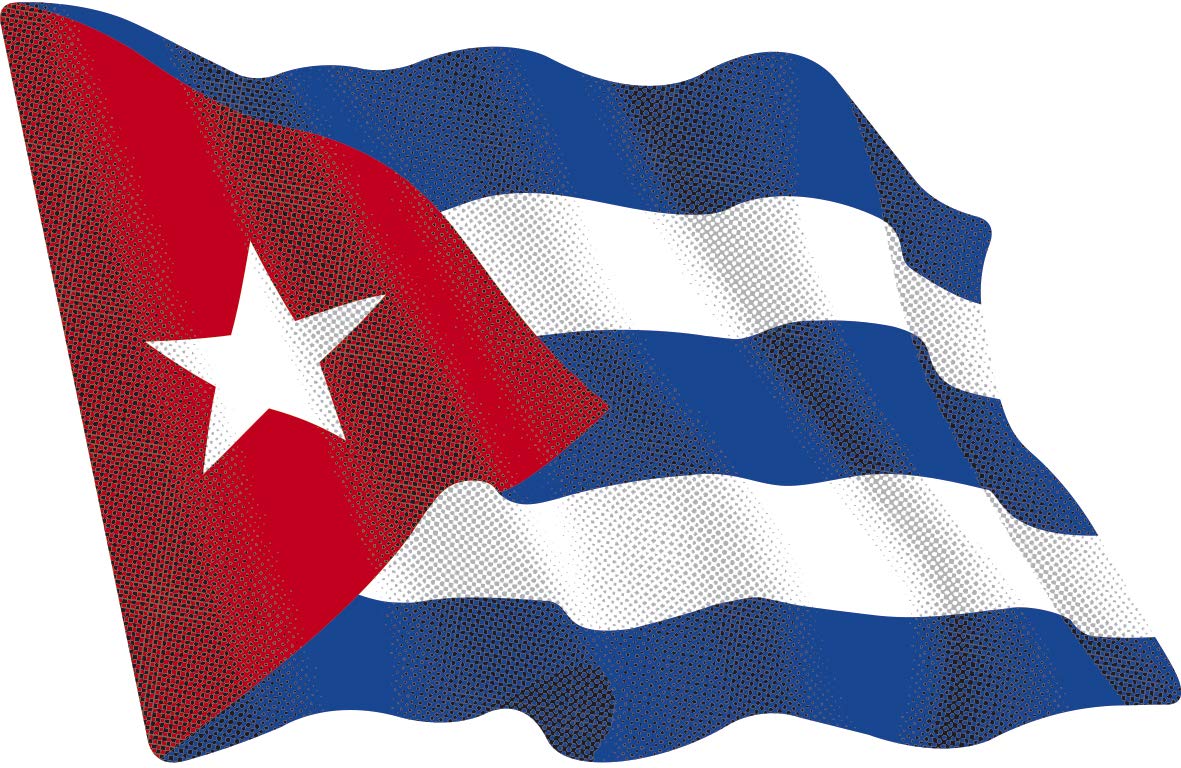 Adesivo bandiera Cuba ondeggiante 65 x 50 mm