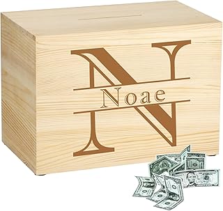 Sinseike Custom Name Wooden Adult Piggy Bank,Personalized Money Bank,Custom Personalized Cannot be Taken Out Savings Bank (Personalized)