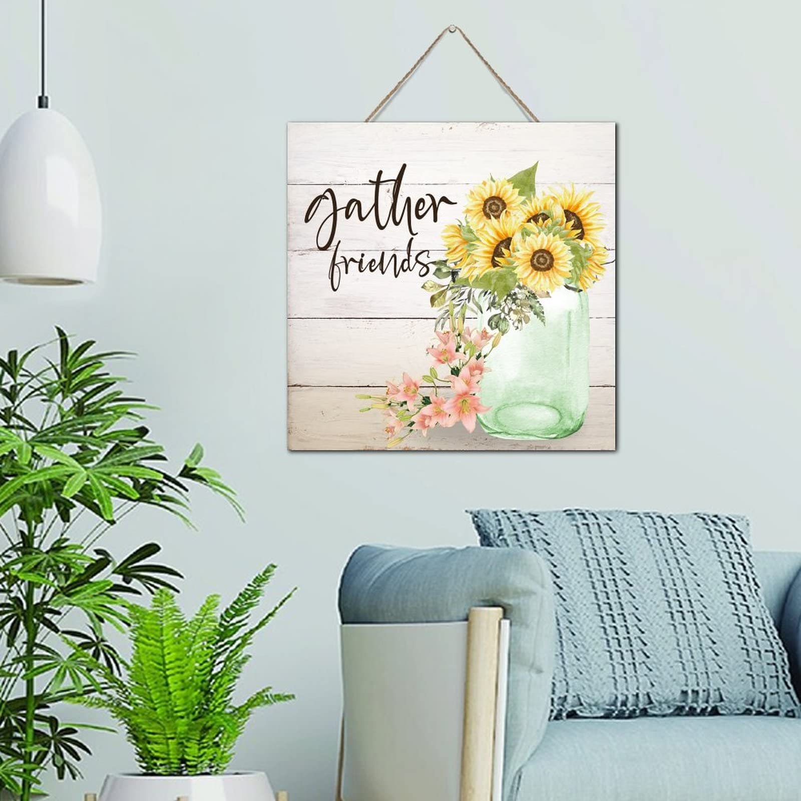 Peinture aquarelle florale 30x30 cm en bois peint abstrait