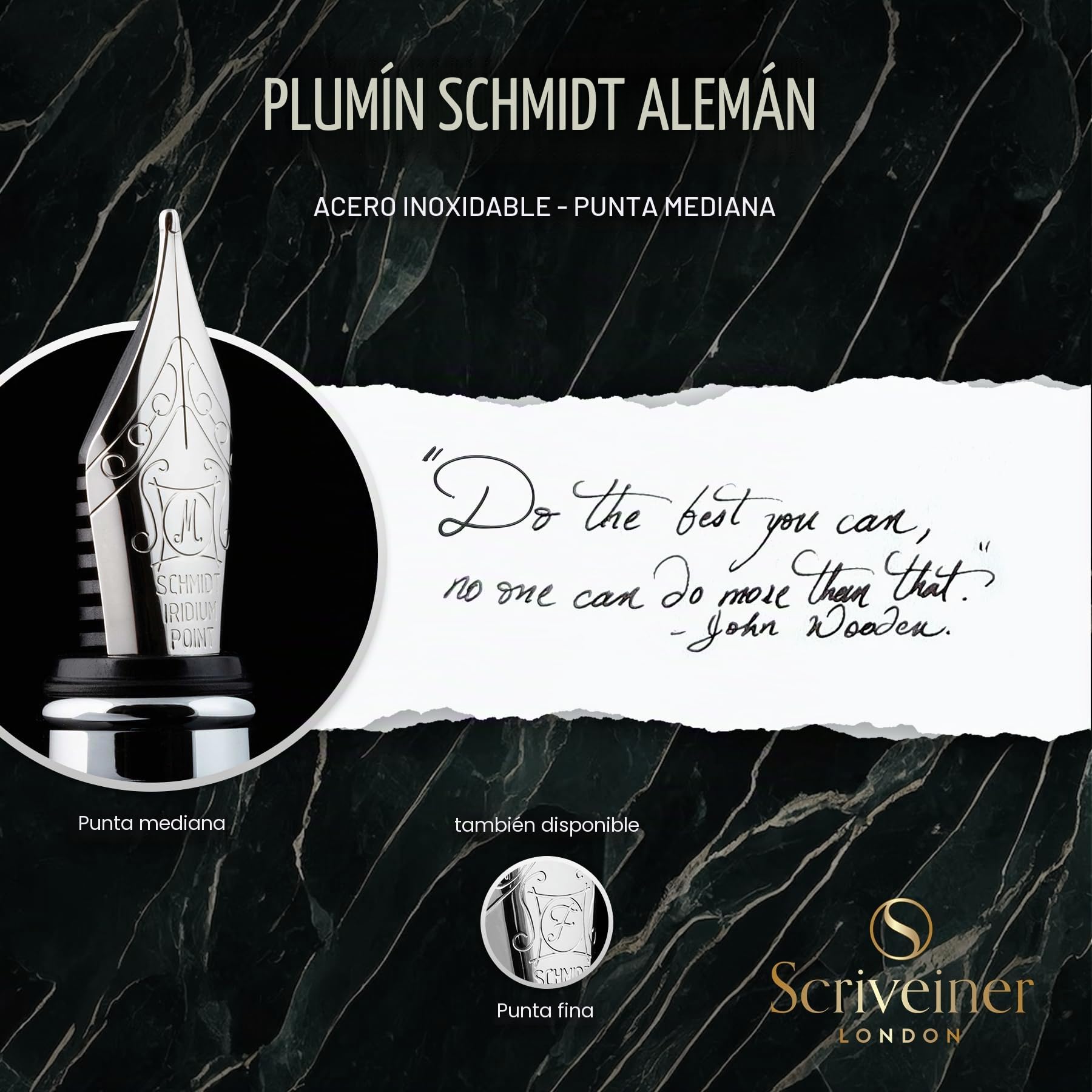 Scriveiner Pluma Estilográfica Negro Verde - Impresionante Pluma de Lujo con Acabado Cromado, Set de Regalo de Escritura para Hombre y Mujer, Profesional, Plumas Buenas - Plumín (Mediano)