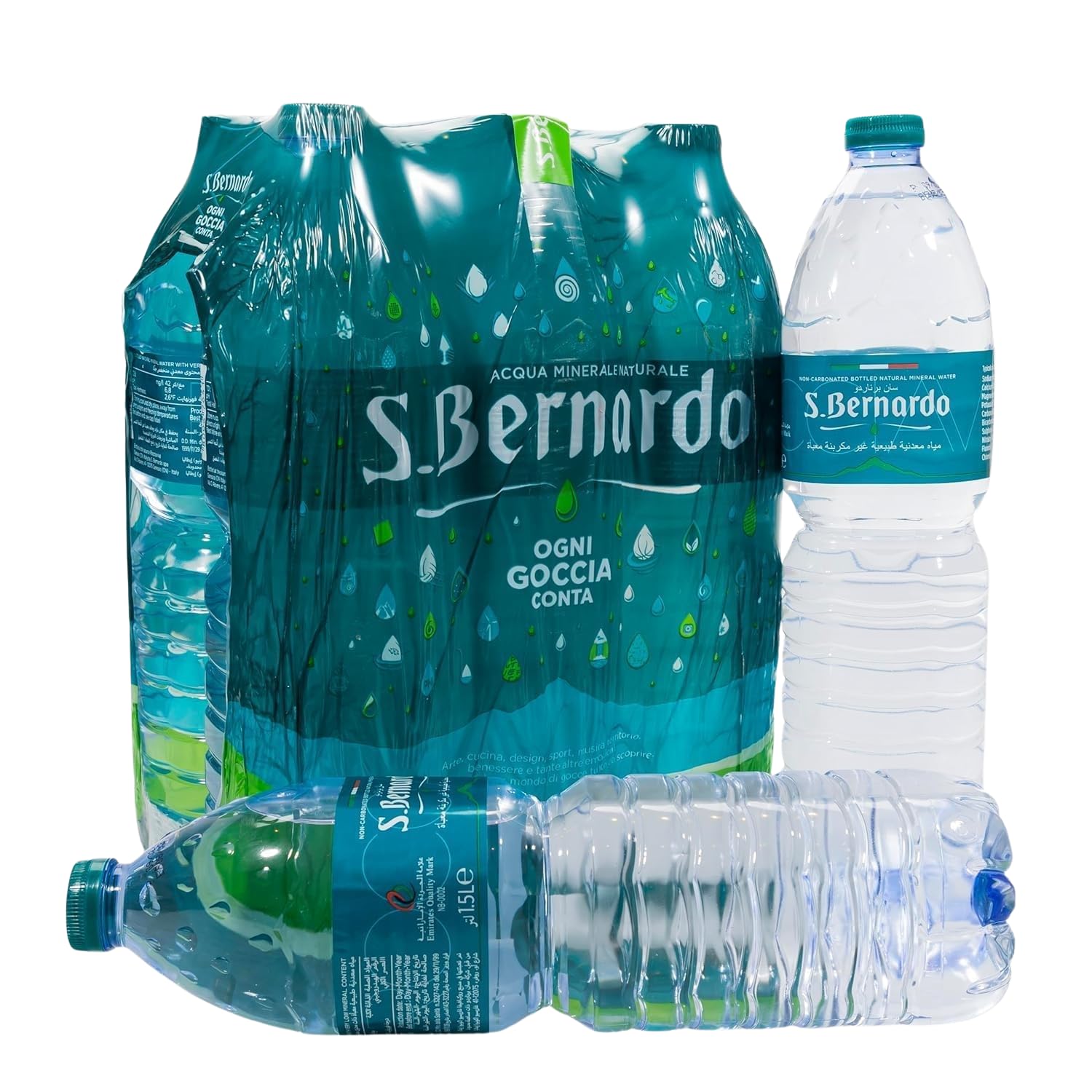 Natural Mineral Water 1.5L x 6, Premium Italian Spring Water, Pure Crystal-Clear Alkaline Drinking Water, Fresh & Healthy Hydration, Made in Italy