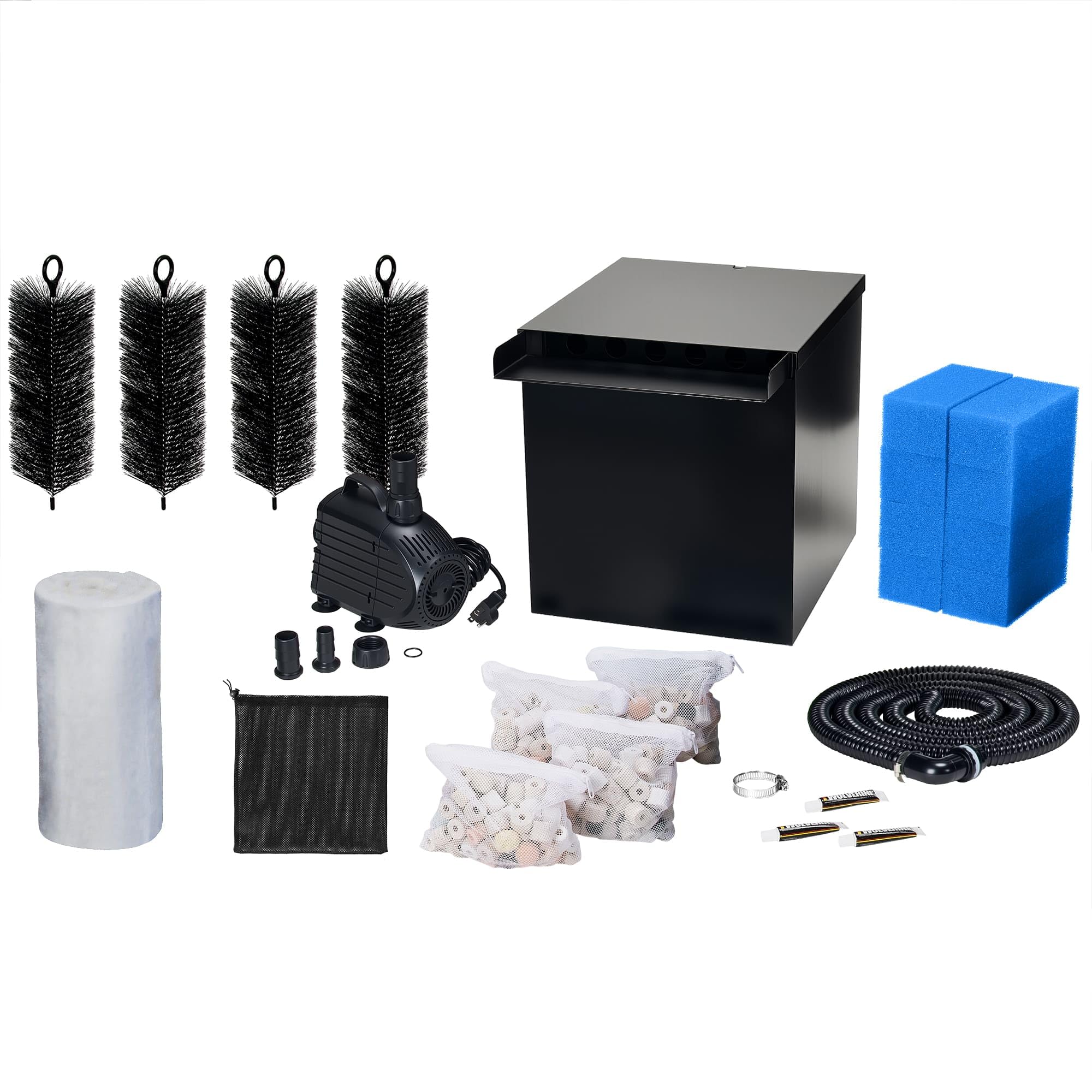 Biling 80W Pond Waterfall Kits with 4-Stage Biological Filtration System and 4500L/H Water Pump, Stainless Steel Pond Waterfall for Garden Ponds Pool Water Feature Stream, Keep Living Water