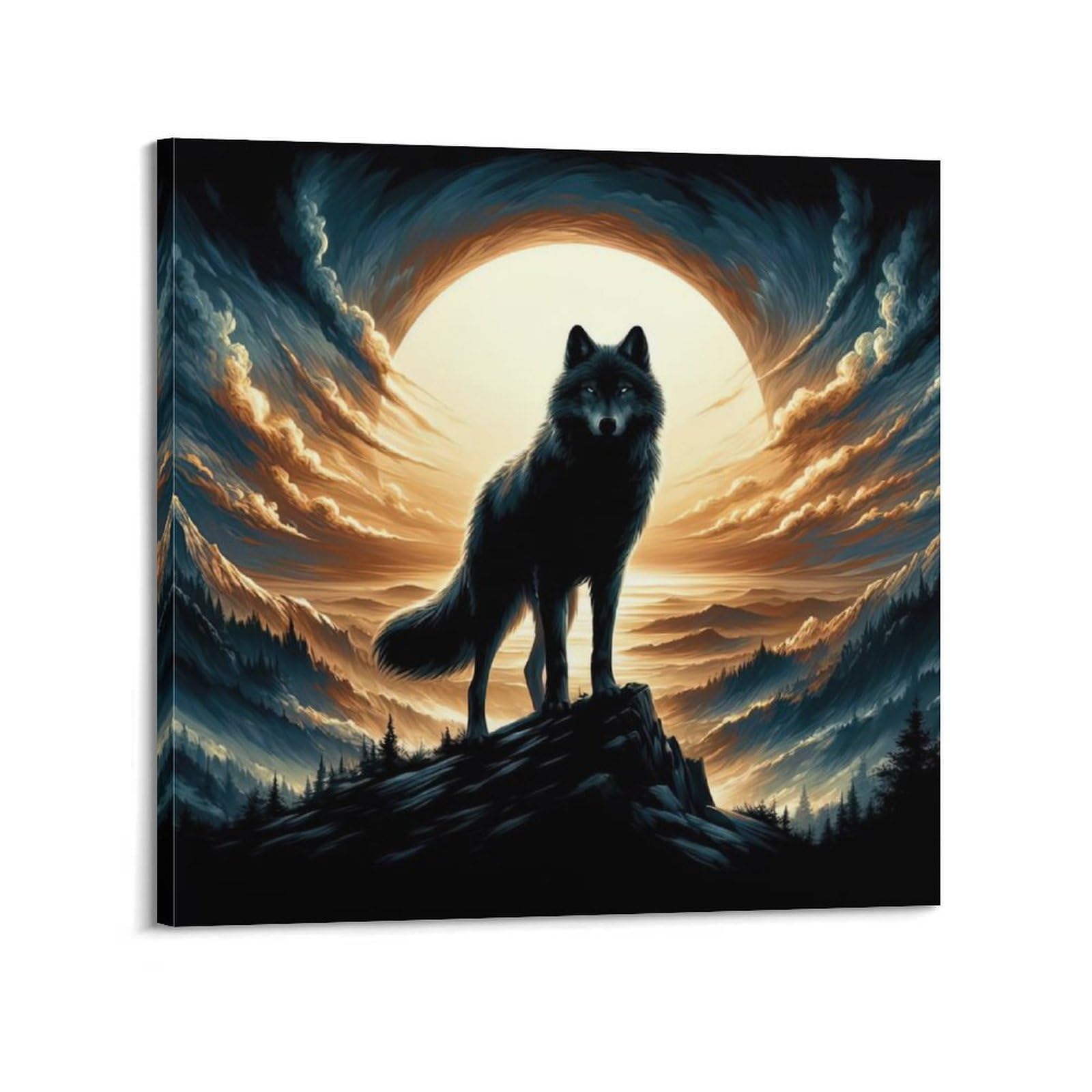 WPHSFX Animal Poster Wolves on The Hilltop Poster Decorative Painting Canvas Wall Posters And Art Picture Print Modern Family Bedroom Decor Posters 12x12inch(30x30cm)