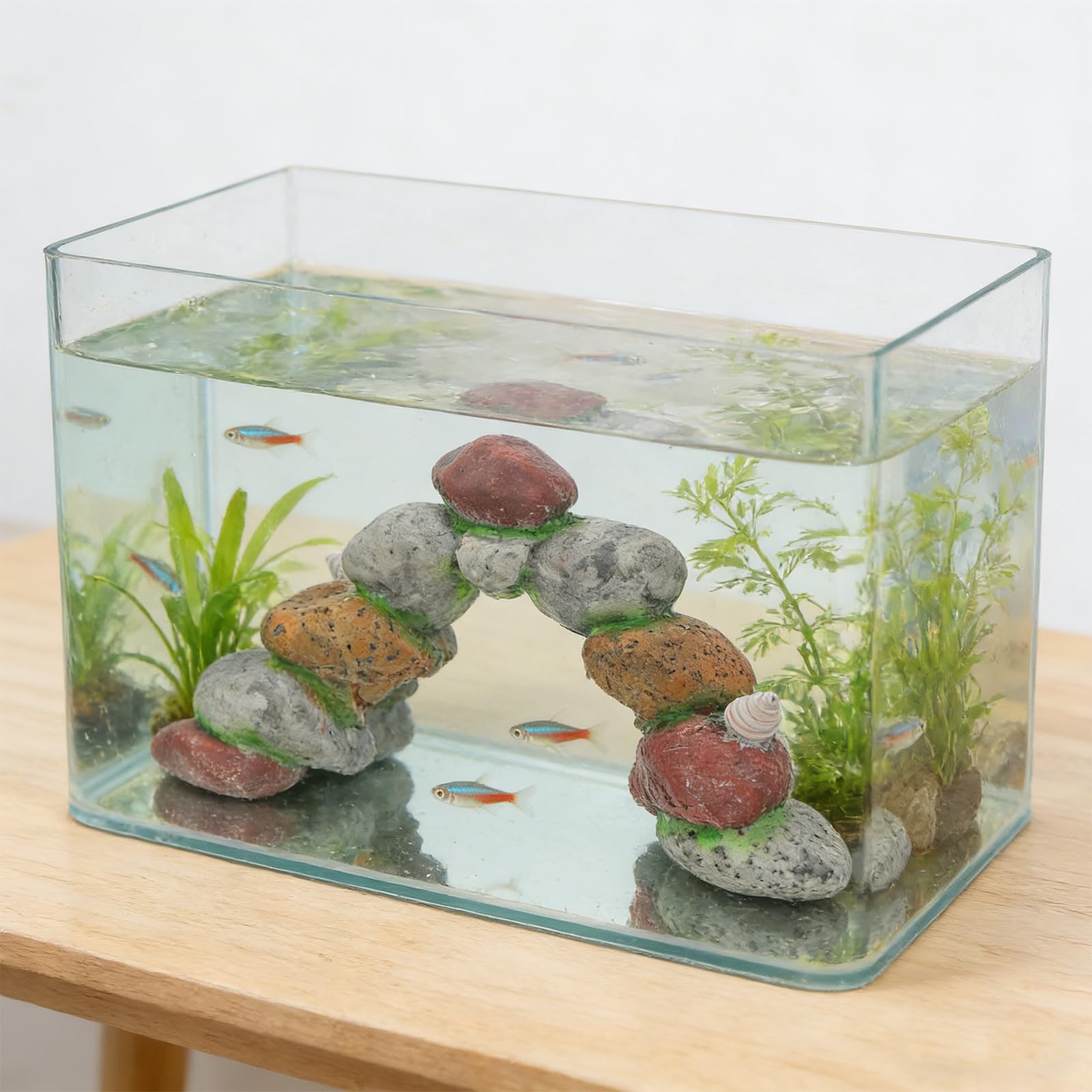 Kichvoe Decorazione rocciosa a Forma di Grotta per Acquario: di Pietra per nascondiglio per Acquario di Pesci Betta - Ornamento Decorativo per per gamberetti Betta, rifugio territoriale per