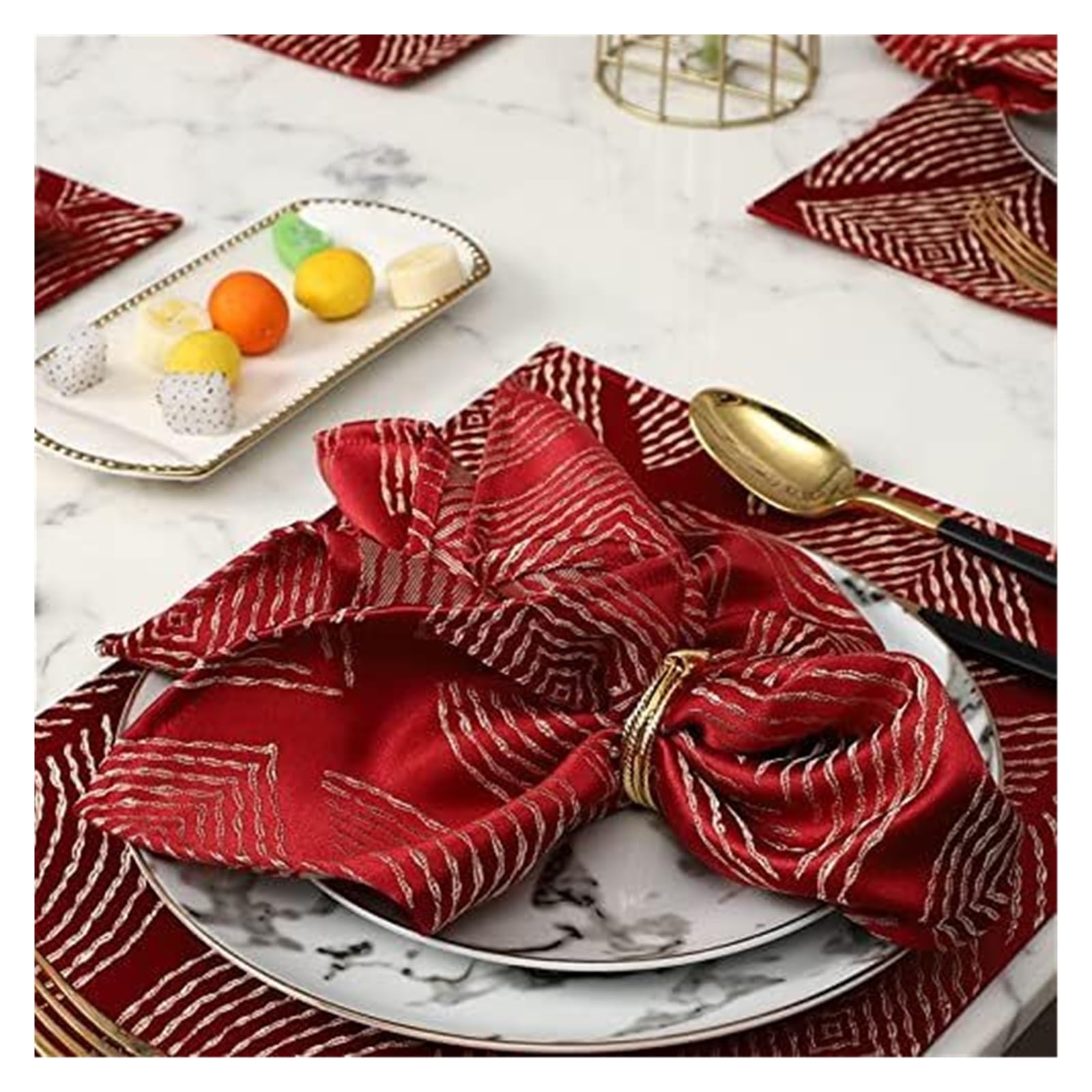 Tovaglioli di Stoffa, Tovaglioli di Stoffa for la Cena Tovaglioli Prodotti Cotone Lino Strofinaccio da Cucina Strofinaccio Tovaglia Set da tavola for Posate for Matrimonio(1(Without Buttons))