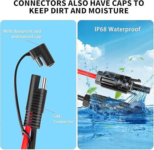 Miniatura 4 de Conectores de panel solar a cable adaptador SAE de 5 pies, cable de extensión de panel solar 10AWG con adaptador de polaridad SAE inversa para