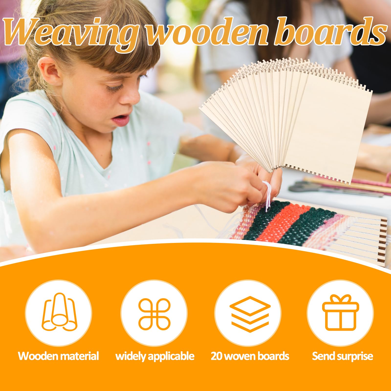 20 Pcs Beginners Wooden Loom, Cardboard Weaving Loom Kit for Kids Adults, Notched Weaving Loom Basket Weaving Loom Tools, Weaving Boards Jewelry Art Craft Crochet Knitting Teaching Educational, 6 x 9