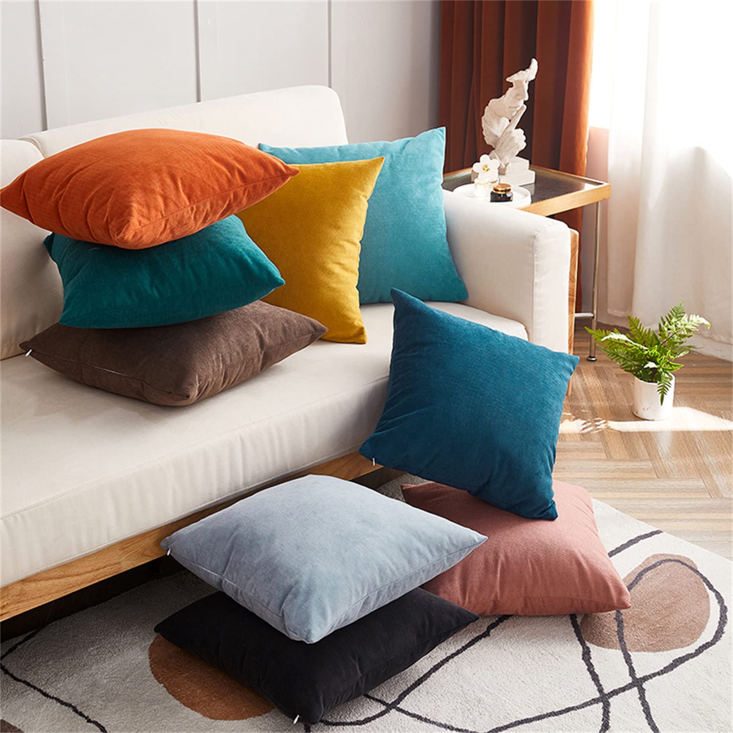 OYIMUA Set di 2 federe per cuscini in ciniglia, 50 x 50 cm