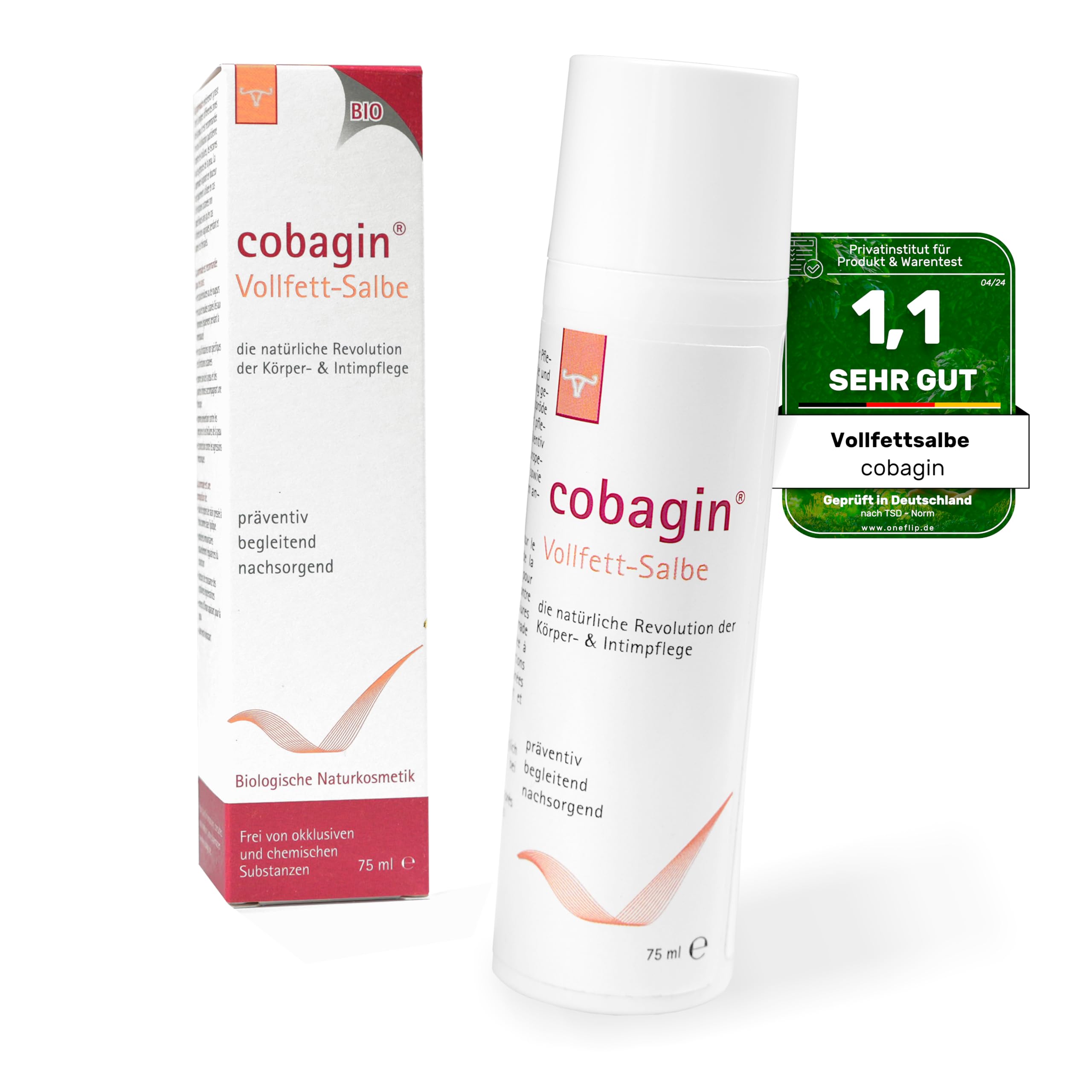 Cobagin Vollfett-Salbe 75 ml | Intimpflege bei brennender und rissiger Haut | Bio-Naturkosmetik