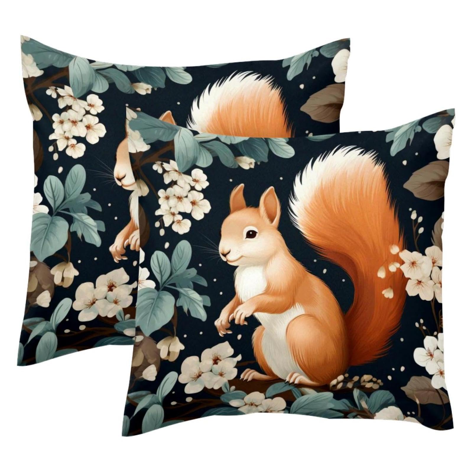 Housses de coussin velours écureuil fleur tropicale taie salon 50x50