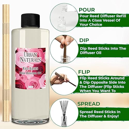 Miniatura 488 de Urban Naturals Reed Diffuser Oil Refill Ocean Mist Sea Salt with Salt Spray, Violet Leaf, Sea Grass, Driftwood 8 oz + Free Reed Sticks, Made in The