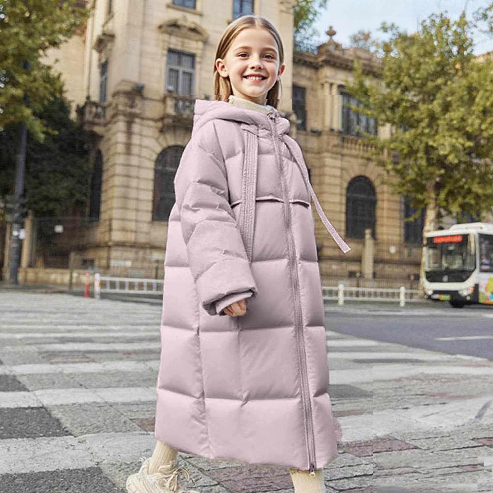NUSGEAR Chaqueta Acolchada para niño Medio Largo, para Invierno, Chaquetas Acolchada Niñas Invierno Abrigos Niños Pesado Mediana Longitud Chaquetas Caliente Algodón Guata Ropa de Abrigo para niños