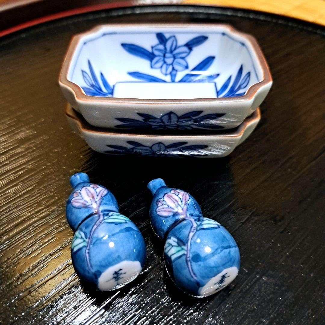 Amazon.co.jp: 有田焼 小鉢 箸置き セット 染付 千代口 醤油皿 華山萬