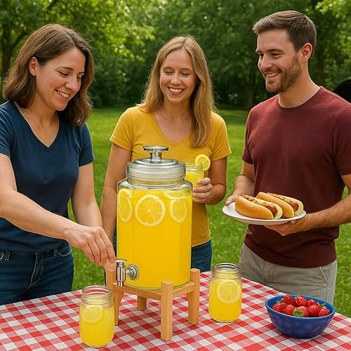 Miniatura 6 de Dispensador de agua de vidrio de 4 galones, dispensador de bebidas de vidrio martillado, contenedor de jarra de agua con grifo de acero inoxidable