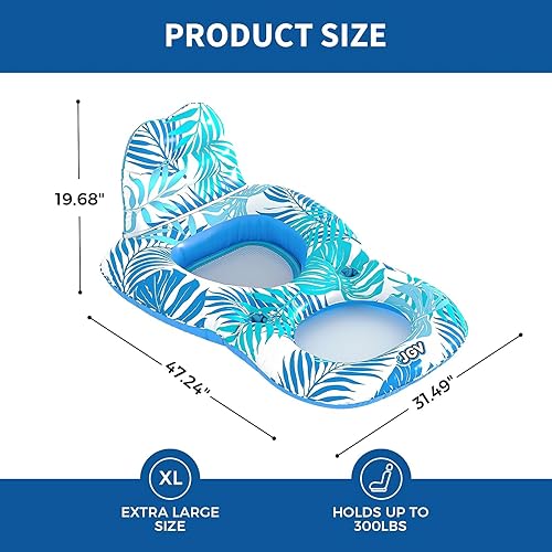 Miniatura 2 de Flotadores de piscina para adultos, tumbona inflable con soporte para bebidas, viajes, piscina, playa, lago, natación, balsas flotantes de agua