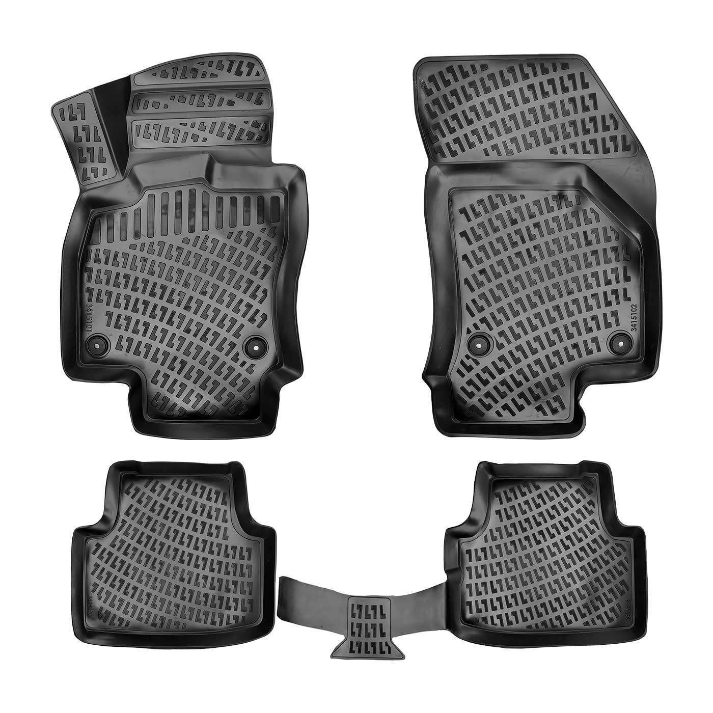 3D Auto Gummimatten Set für Skoda Octavia 3.Gen (III) Baujahr 2013-2020 | Allwetter Geruchlos rutschfest Gummifußmatten TPE Fussmatten
