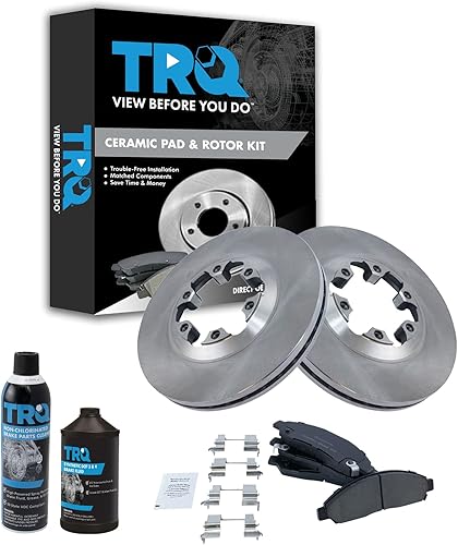 TRQ Rotor de freno de disco delantero y pastillas de freno de cerámica con kit de productos químicos compatible con Colorado Canyon Isuzu i-280