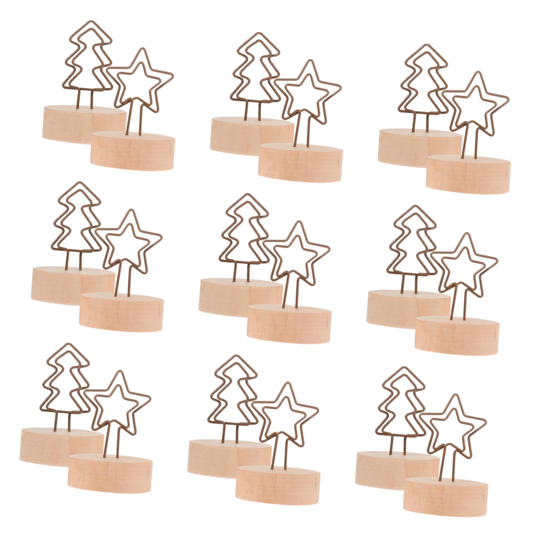 24piezas Soporte De Notas De Navidad Clips De Madera y Forma De Árbol y Estrella Portacartas Para Decoración De Mesa Fiestas
