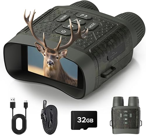 Gafas de visión nocturna 4K, prismáticos de visión nocturna de 48 MP con zoom 10X y batería de 5000 mAh, tarjeta de 32 GB incluida, visión