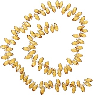 PATIKIL 2 Strands 180-190Pcs Teardrop Crystal Beads, 12x6mm Faceted Teardrop Briolette Horizontal Glass Beads Loose Bead for Bracelet Jewelry Making, Coffee