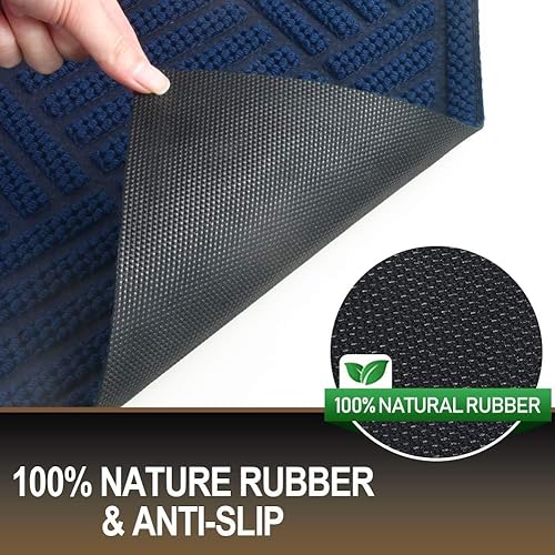 Miniatura 236 de Mibao Tapete para puerta delantera, resistente y duradero, tapete de bienvenida para interiores y exteriores, atrapador de suciedad, impermeable