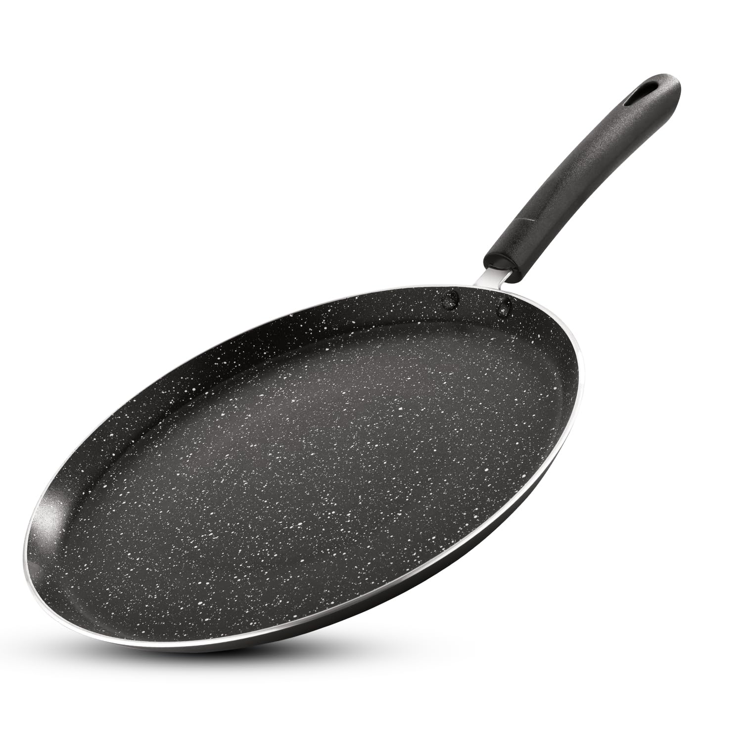 bergner amarone 28cm non-stick dosa tawa, durable non-stick coating, marble finish, ergonomic bakelite handle with excellent grip, pressed aluminium, large size - induction and gas stove compatible
