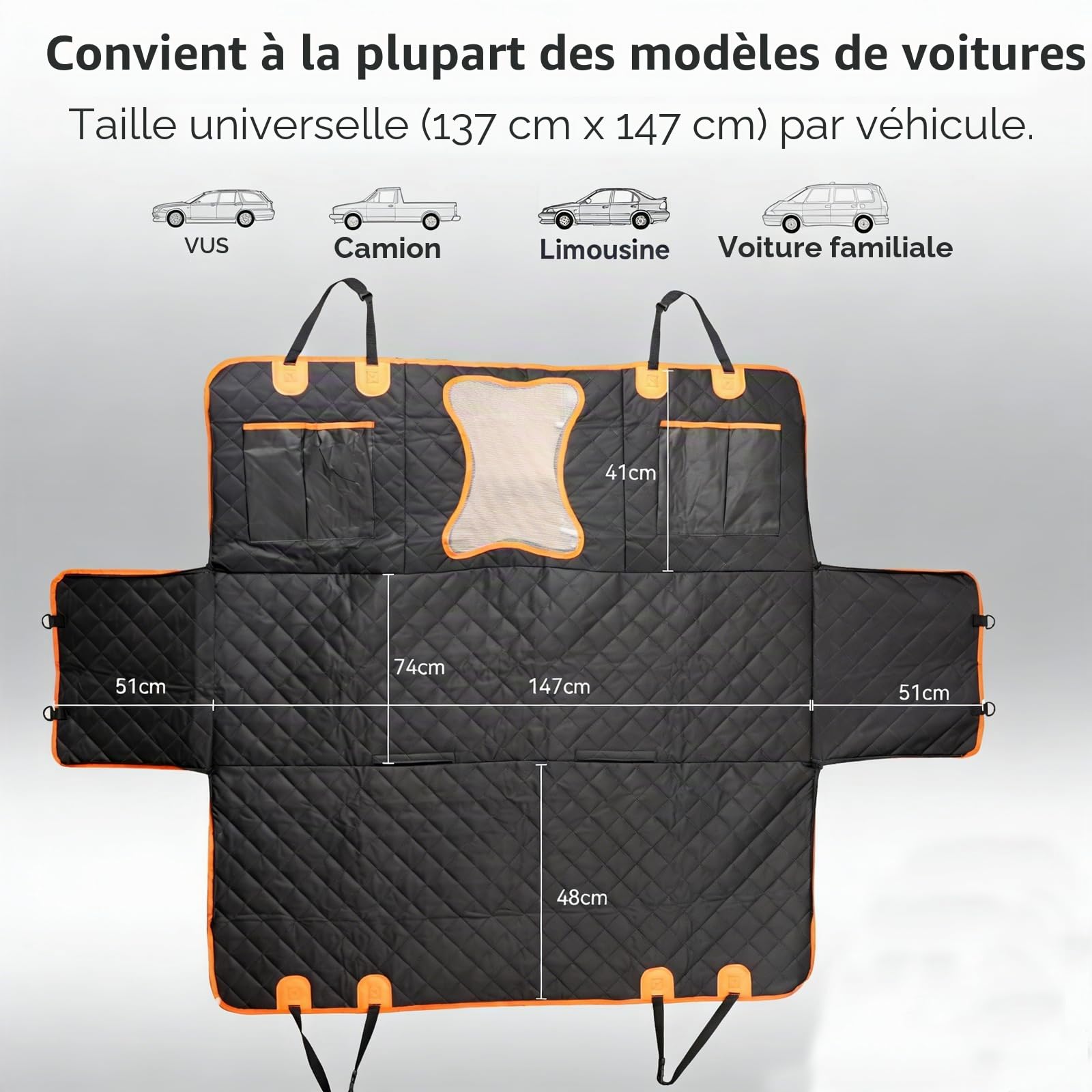 Housse de Siège d'auto pour Chien Banquette Arrière Antidérapant,Protective Car Seat for Dogs, Car Dog Protection,Car Seat Cover for Dogs, Visualisation Protection Coffre Universelle Voiture