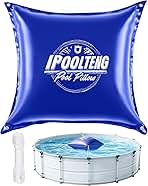 4 x 4 Ft Pool Pillows for Above Ground Pool, 0.5mm PVC Cold-Resistant Pool Pillow with Dual-Inflation Valve, Pool Cover Air Pillow with 65.6 Ft Rope for Supporting Pool Cover