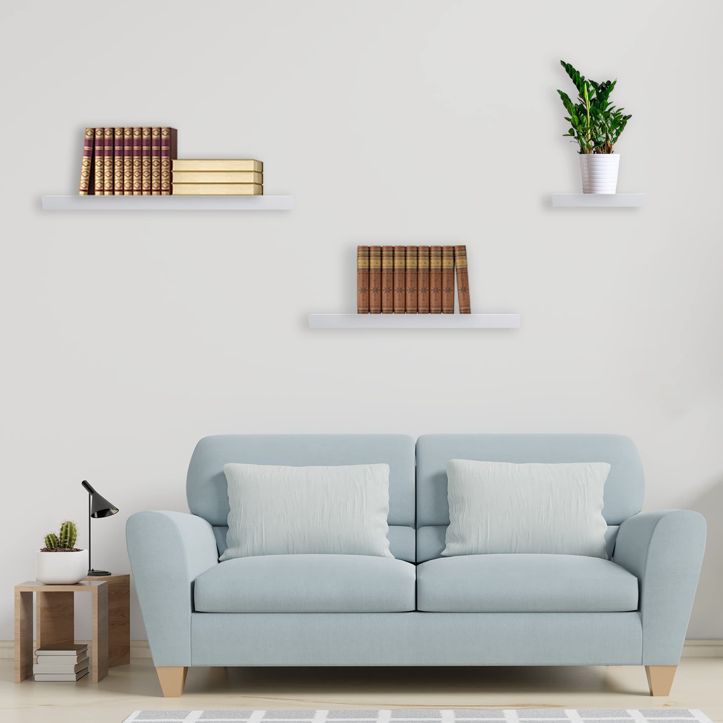 ETREXONLINE Étagère Murale Bois MDF 60x25x4cm Couleur Blanche, Étagère Murale Fixation Invisible Charge Maximale 25KG