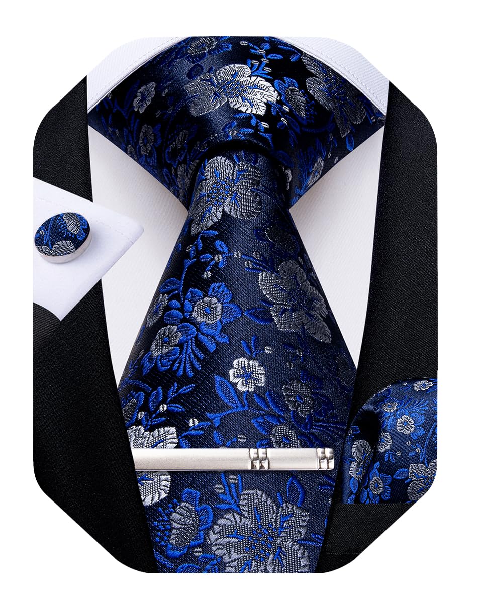 DiBanGu Silk Floral Ties for Men Woven Paisley Necktie