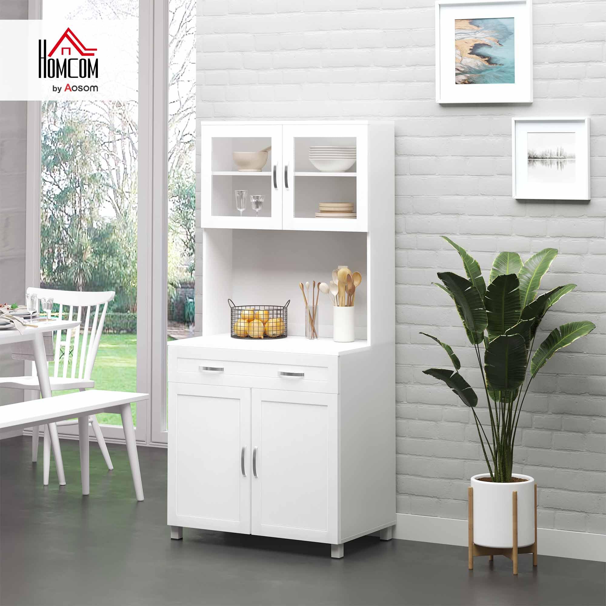 HOMCOM Kredens kuchenny Współczesna szafka kuchenna Multi-Storage 2 szafki Drzwi Duża szuflada przesuwne panele MDF Biała
